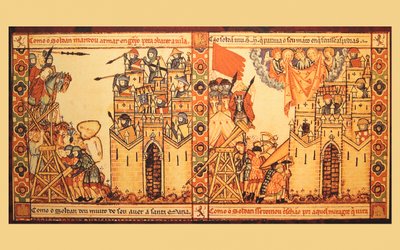 Våben brugt til belejring og forsvar af slotte i det 13. århundrede af Unknown